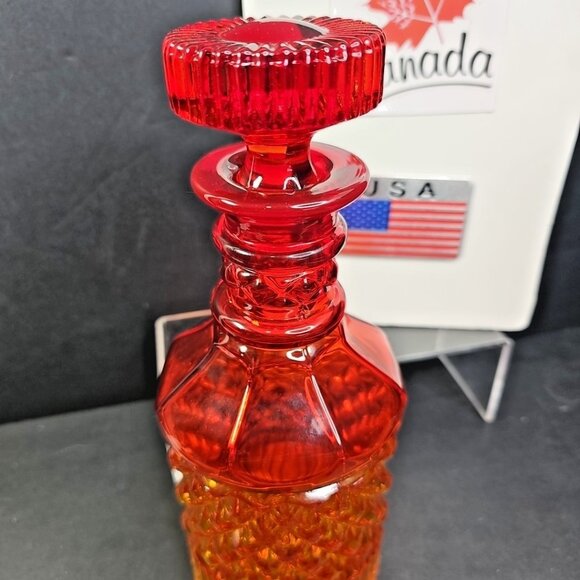 Cadmium Glass Yesteryear Decanter Amberina 10.25” With Stopper Stunning UV REACT - Picture 7 of 16